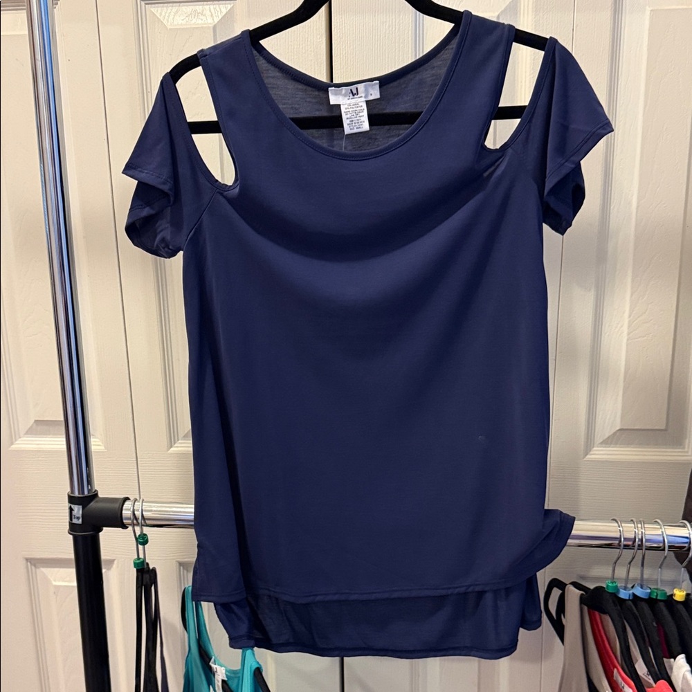 Amelia James Navy Cold-Shoulder Top